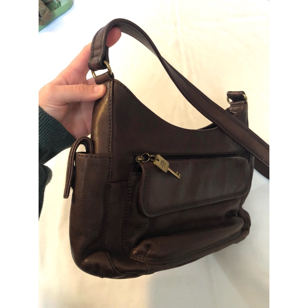 Vintage Leather Fossil Shoulder Bag - Picture 3 of 7